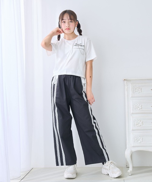 Amourire girl（アムリールガール）の「チェーンモチーフ付きTシャツ/カットソー（Tシャツ/カットソー・キッズ・ブラック/オフホワイト・130cm/140cm/150cm/160cm）」の6枚目の写真