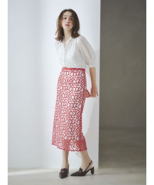 dazzlin（ダズリン）の「【藤井サチコラボ】コットンライクシアーシャツ（シャツ/ブラウス・レディース・オフホワイト/ネイビー/ピンク・FREE）」の8枚目の写真