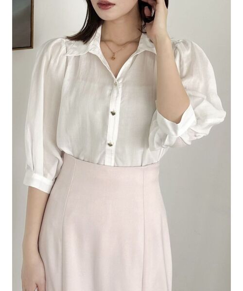 dazzlin（ダズリン）の「【藤井サチコラボ】コットンライクシアーシャツ（シャツ/ブラウス・レディース・オフホワイト/ネイビー/ピンク・FREE）」の22枚目の写真