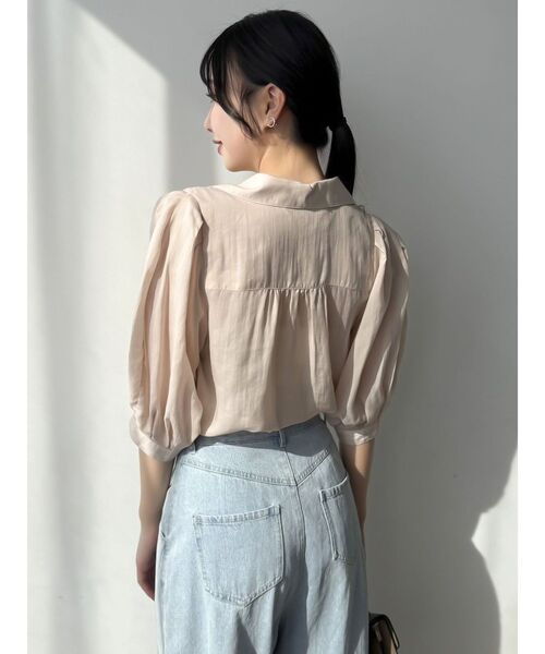 dazzlin（ダズリン）の「【藤井サチコラボ】コットンライクシアーシャツ（シャツ/ブラウス・レディース・オフホワイト/ネイビー/ピンク・FREE）」の17枚目の写真