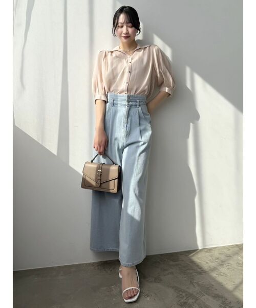 dazzlin（ダズリン）の「【藤井サチコラボ】コットンライクシアーシャツ（シャツ/ブラウス・レディース・オフホワイト/ネイビー/ピンク・FREE）」の16枚目の写真