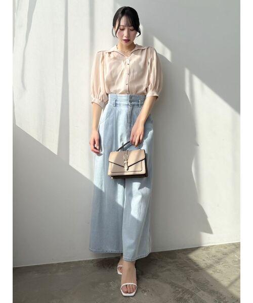 dazzlin（ダズリン）の「【藤井サチコラボ】コットンライクシアーシャツ（シャツ/ブラウス・レディース・オフホワイト/ネイビー/ピンク・FREE）」の15枚目の写真