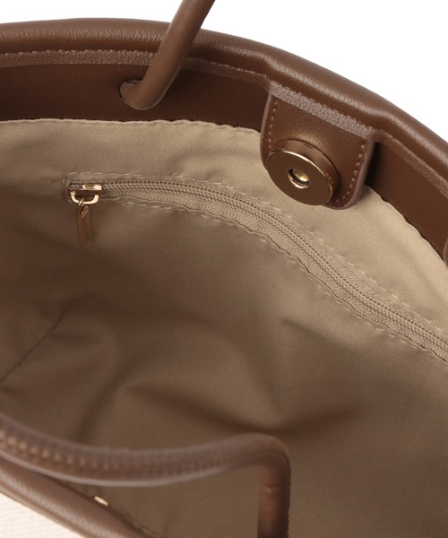 ROPE' PICNIC（ロペピクニック）の「ノットハンドルキャンバスコンビミドルトート＆ショルダーバッグ（トートバッグ・レディース・ブラック/ブラウン・FREE）」の3枚目の写真