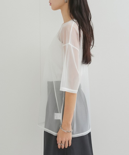 STAR&STRIPE（スターアンドストライプ）の「【STAR＆STRIPE(スター&ストライプ)】SHEER TEE（Tシャツ/カットソー・レディース・ベージュ/ブラック/ホワイト・FREE）」の11枚目の写真