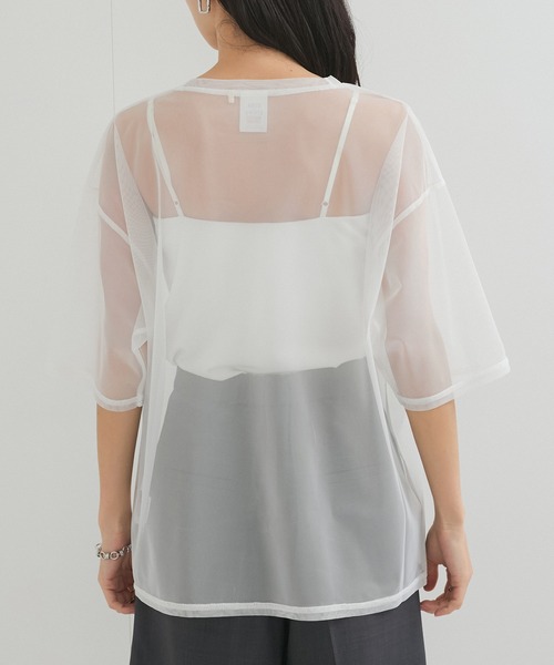 STAR&STRIPE（スターアンドストライプ）の「【STAR＆STRIPE(スター&ストライプ)】SHEER TEE（Tシャツ/カットソー・レディース・ベージュ/ブラック/ホワイト・FREE）」の10枚目の写真