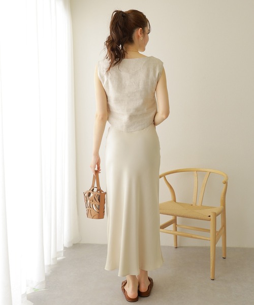 LAULEN(ローレン)の「satin flare long skirt /サテン 裾 フレア ロング スカート(スカート・レディース・アイボリー/ブラック・M)」の13枚目の写真