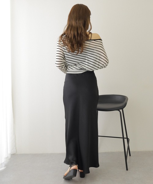 LAULEN(ローレン)の「satin flare long skirt /サテン 裾 フレア ロング スカート(スカート・レディース・アイボリー/ブラック・M)」の9枚目の写真