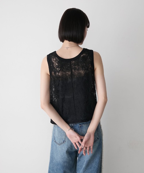 forksy.（フォルクシー）の「【forksy.】ニュアンス コード刺繍レース タンクトップ（タンクトップ・レディース・ナチュラル/ブラック・FREE）」の11枚目の写真