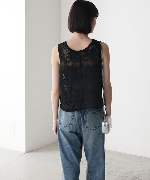 forksy.（フォルクシー）の「【forksy.】ニュアンス コード刺繍レース タンクトップ（タンクトップ・レディース・ナチュラル/ブラック・FREE）」の16枚目の写真
