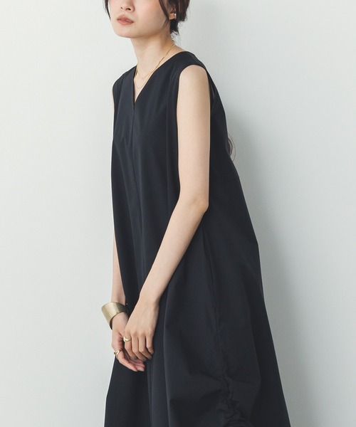 hunch(ハンチ)の「【接触冷感】 サイドギャザー ワンピース(ワンピース・レディース・ブラック/モカ/マスタード・FREE)」の9枚目の写真