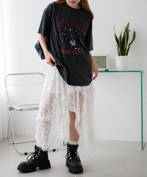 WEGO(ウィゴー)の「WEGO/イレヘムレースロングスカート(スカート・レディース・ホワイト/ブラック・FREE)」の3枚目の写真