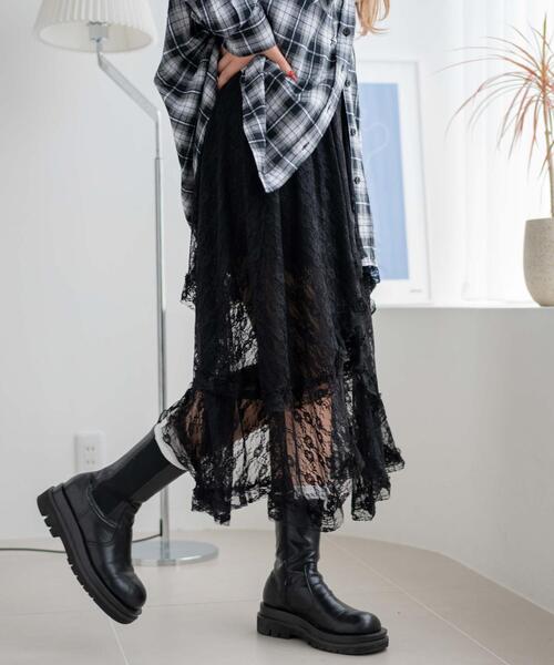 WEGO(ウィゴー)の「WEGO/イレヘムレースロングスカート(スカート・レディース・ホワイト/ブラック・FREE)」の11枚目の写真