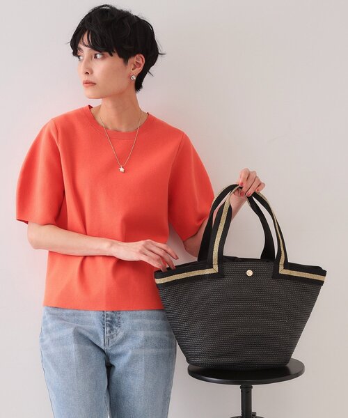 OPAQUE.CLIP（オペークドットクリップ）の「バスケット調デザインテープトートバッグ（トートバッグ・レディース・ベージュ/ブラウン系その他/ブラック・00）」の4枚目の写真