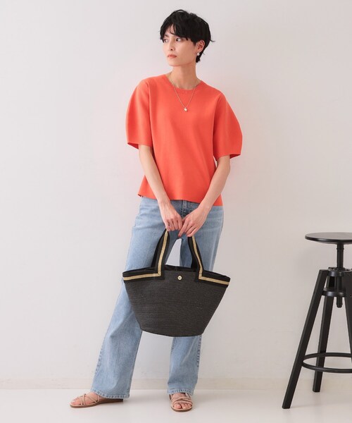 OPAQUE.CLIP（オペークドットクリップ）の「バスケット調デザインテープトートバッグ（トートバッグ・レディース・ベージュ/ブラウン系その他/ブラック・00）」の5枚目の写真