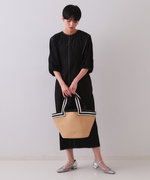 OPAQUE.CLIP（オペークドットクリップ）の「バスケット調デザインテープトートバッグ（トートバッグ・レディース・ベージュ/ブラウン系その他/ブラック・00）」の16枚目の写真