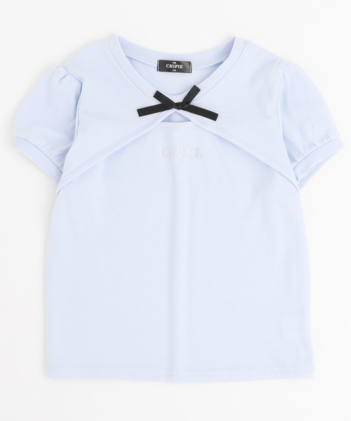 CHIPIE/シピ】フロントカットリボンパフスリーブトップス（Tシャツ