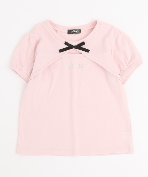 CHIPIE/シピ】フロントカットリボンパフスリーブトップス（Tシャツ