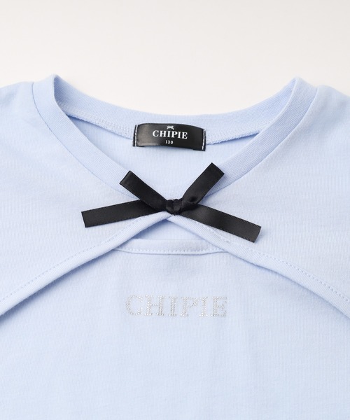 CHIPIE/シピ】フロントカットリボンパフスリーブトップス（Tシャツ