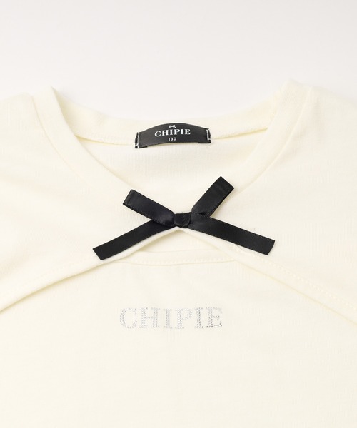 CHIPIE/シピ】フロントカットリボンパフスリーブトップス（Tシャツ