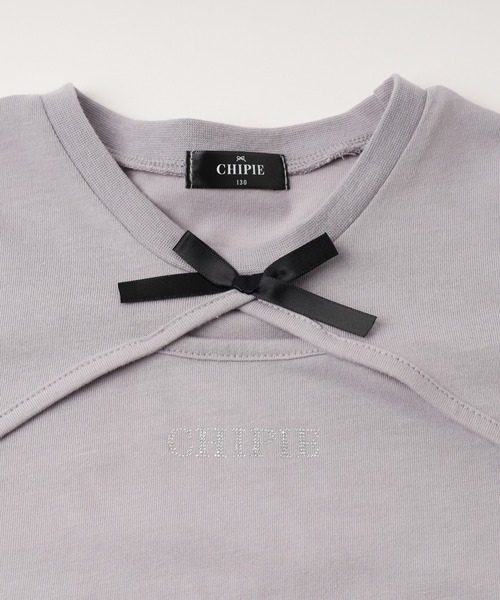 CHIPIE/シピ】フロントカットリボンパフスリーブトップス（Tシャツ