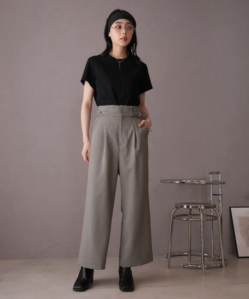 Doula Doula(ドゥーラドゥーラ)の「ハイウエストサイドベルトワイドパンツ(スラックス・レディース・ホワイト系その他/グレー系その他・マルチサイズ)」の8枚目の写真