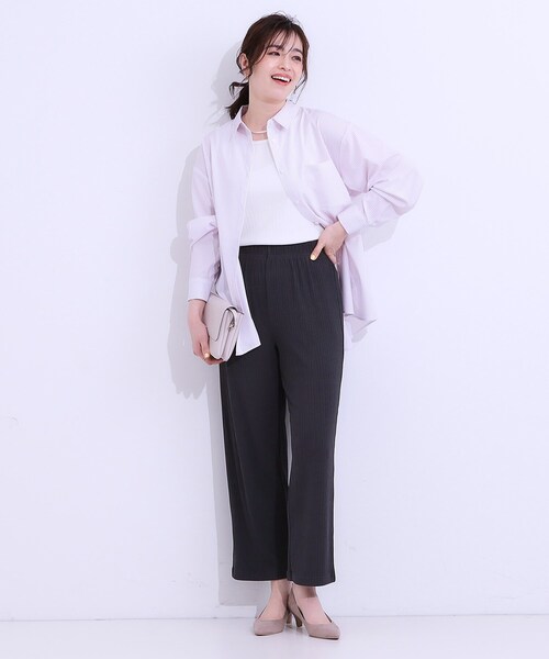 SHOO・LA・RUE(シューラルー)の「【ひんやり/UV/吸水速乾/洗濯後しわになりにくい】ラッシュガードにもなる ストライプ前開きシャツ(シャツ/ブラウス・レディース・グリーン系3/ネイビー系2/サックスブルー系2/ピンク系3・01/02/03/04)」の18枚目の写真