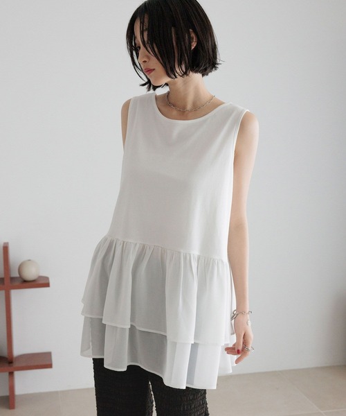 LOWRYS FARM(ローリーズファーム)の「スソレイヤードタンク 494052(タンクトップ・レディース・ホワイト系その他/ホワイト/ホワイト系その他2・FREE)」の16枚目の写真