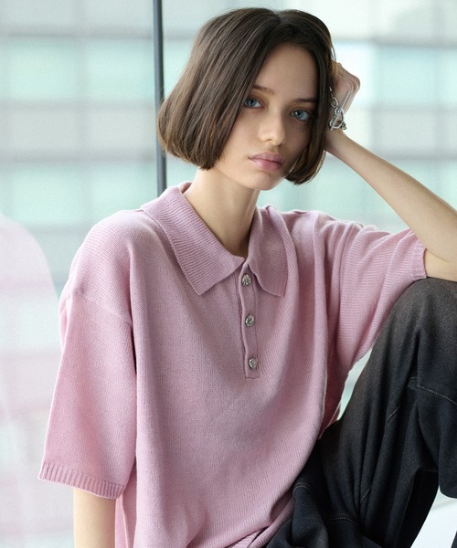 ONCILY(オンシェリー)の「25ss SILVER BUTTON POLO SHIRT / シルバーボタンポロシャツ(ポロシャツ・メンズ・ネイビー/ブラック/アイボリー/チャコールグレー/ブルー/ダークブラウン/ピンク/ライトブルー/ブルーグリーン/その他/グレー/ナチュラル・LARGE/SMALL/MEDIUM)」の11枚目の写真