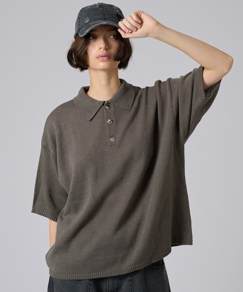 ONCILY(オンシェリー)の「25ss SILVER BUTTON POLO SHIRT / シルバーボタンポロシャツ(ポロシャツ・メンズ・ネイビー/ブラック/アイボリー/チャコールグレー/ブルー/ダークブラウン/ピンク/ライトブルー/ブルーグリーン/その他/グレー/ナチュラル・LARGE/SMALL/MEDIUM)」の4枚目の写真