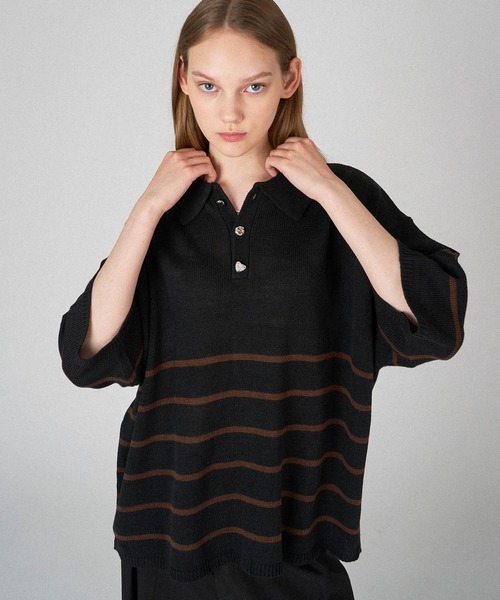 ONCILY(オンシェリー)の「25ss SILVER BUTTON POLO SHIRT / シルバーボタンポロシャツ(ポロシャツ・メンズ・ネイビー/ブラック/アイボリー/チャコールグレー/ブルー/ダークブラウン/ピンク/ライトブルー/ブルーグリーン/その他/グレー/ナチュラル・LARGE/SMALL/MEDIUM)」の12枚目の写真