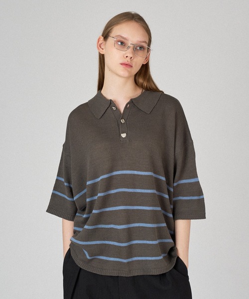 セール】25ss SILVER BUTTON POLO SHIRT / シルバーボタンポロシャツ