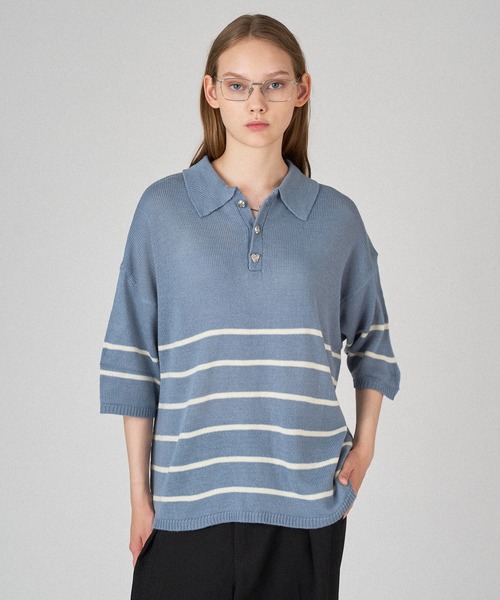 セール】25ss SILVER BUTTON POLO SHIRT / シルバーボタン