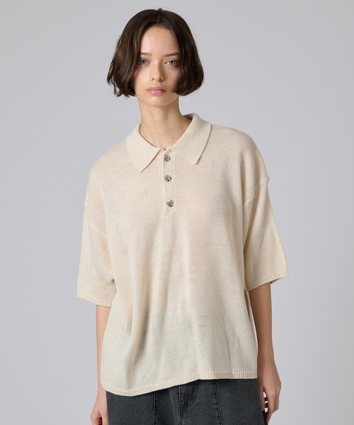 セール】25ss SILVER BUTTON POLO SHIRT / シルバーボタンポロシャツ