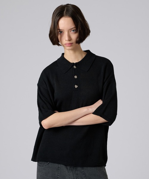 ONCILY(オンシェリー)の「25ss SILVER BUTTON POLO SHIRT / シルバーボタンポロシャツ(ポロシャツ・メンズ・ネイビー/ブラック/アイボリー/チャコールグレー/ブルー/ダークブラウン/ピンク/ライトブルー/ブルーグリーン/その他/グレー/ナチュラル・LARGE/SMALL/MEDIUM)」の15枚目の写真