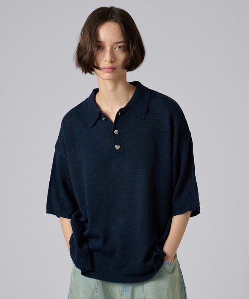 セール】25ss SILVER BUTTON POLO SHIRT / シルバーボタン