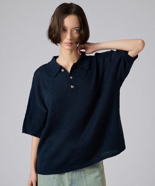 セール】25ss SILVER BUTTON POLO SHIRT / シルバーボタン