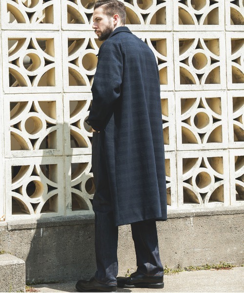 MR.OLIVE（ミスターオリーブ）の「PERSIL MOLE CHECK / BALMACAAN COAT（ステンカラーコート・メンズ・ブラック系その他/ネイビー・SMALL/MEDIUM/LARGE）」の16枚目の写真
