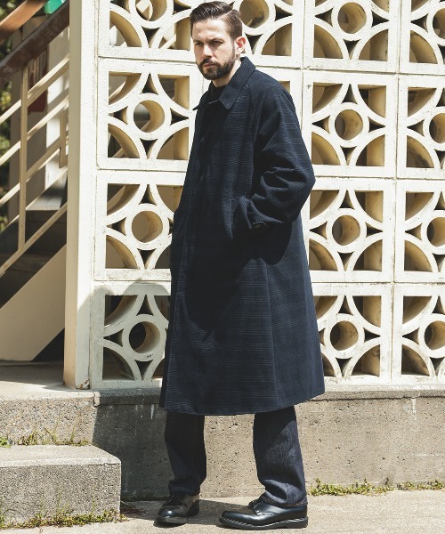 MR.OLIVE（ミスターオリーブ）の「PERSIL MOLE CHECK / BALMACAAN COAT（ステンカラーコート・メンズ・ブラック系その他/ネイビー・SMALL/MEDIUM/LARGE）」の15枚目の写真