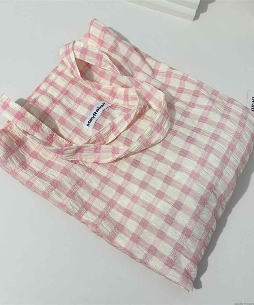 VIBGYOR(ヴィブジョー)の「Liaa/くしゅくしゅ チェック トートバッグ A18629(トートバッグ・レディース・パープル/グリーン/ホワイト/ピンク・FREE)」の4枚目の写真