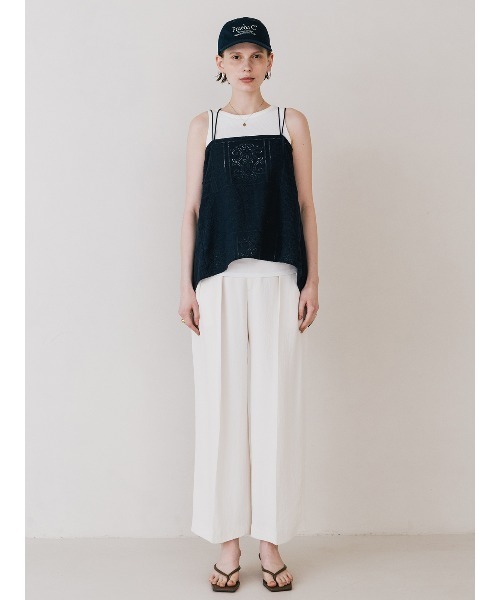 CREDONA（クレドナ）の「CUTWORK LACE CAMI/カットワークレースキャミ（Tシャツ/カットソー・レディース・ホワイト/ブラウン/ネイビー・FREE）」の7枚目の写真