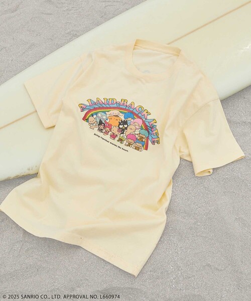 FREAK'S STORE(フリークスストア)の「SANRIO/サンリオ <サイズ展開追加>サンリオキャラクターズ レインボーロックTシャツ(Tシャツ/カットソー・レディース・オフホワイト/レモンイエロー/ピンク/チャコール・フリ-/X-SMALL/X-LARGE)」の4枚目の写真