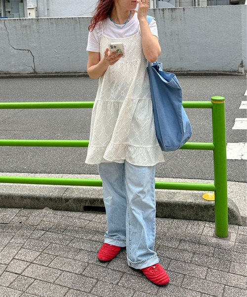 PILIT（ピリット）の「カットレース ティアードキャミワンピース（ワンピース・レディース・オフホワイト/ブラック/ブラウン・MEDIUM）」の13枚目の写真