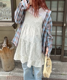 PILIT（ピリット）の「カットレース ティアードキャミワンピース（ワンピース）」