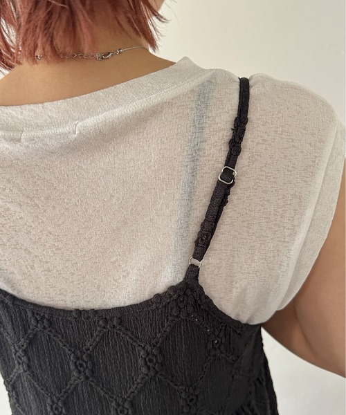 PILIT（ピリット）の「カットレース ティアードキャミワンピース（ワンピース・レディース・オフホワイト/ブラック/ブラウン・MEDIUM）」の9枚目の写真