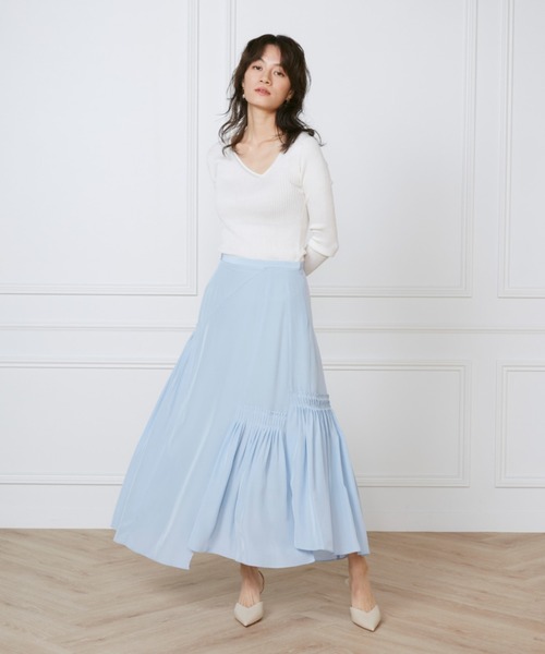 INED（イネド）の「カットジャガードアシメトリースカート《la veille by SUPERIOR CLOSET》（スカート・レディース・アイボリー/サックスブルー・9号/11号）」の11枚目の写真