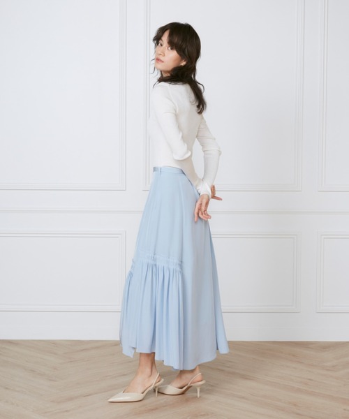 INED（イネド）の「カットジャガードアシメトリースカート《la veille by SUPERIOR CLOSET》（スカート・レディース・アイボリー/サックスブルー・9号/11号）」の10枚目の写真