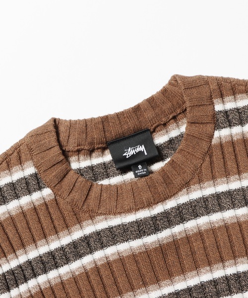 セール】STUSSY/ステューシー RIB STRIPE SS SWEATER セーター 半袖