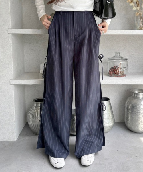 25AW 先行予約】サイドタック リボンデザイン ストライプ