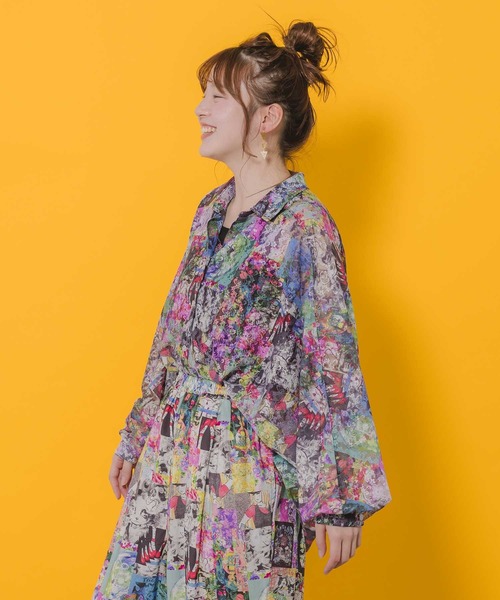 ScoLar(スカラー)の「152644:コラージュ・ウサギネコ柄 2柄展開レースシャツ(シャツ/ブラウス・レディース・オフホワイト/ブラック・M)」の18枚目の写真