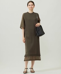 新品 自由区 ベルベットワンピース 高身長 カットジョーゼットワンピース（共布ベルト付）（トール
